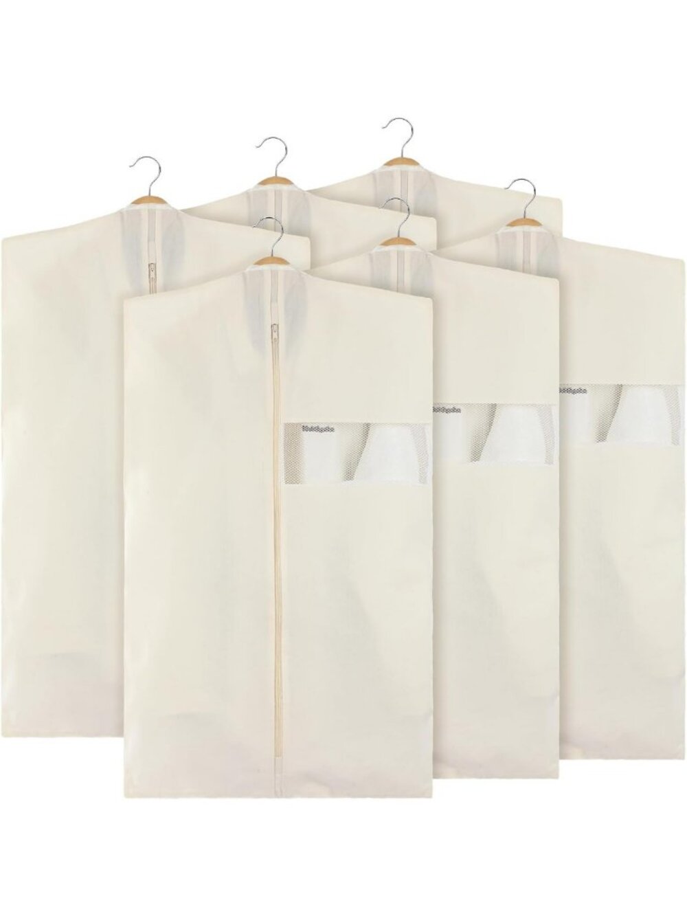 6 Pcs 40" Cotton Garment Bags for Hanging Clothes, Dustproof Storage & Travel